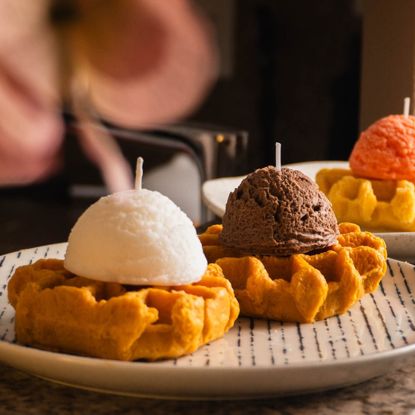 Waffle con helado