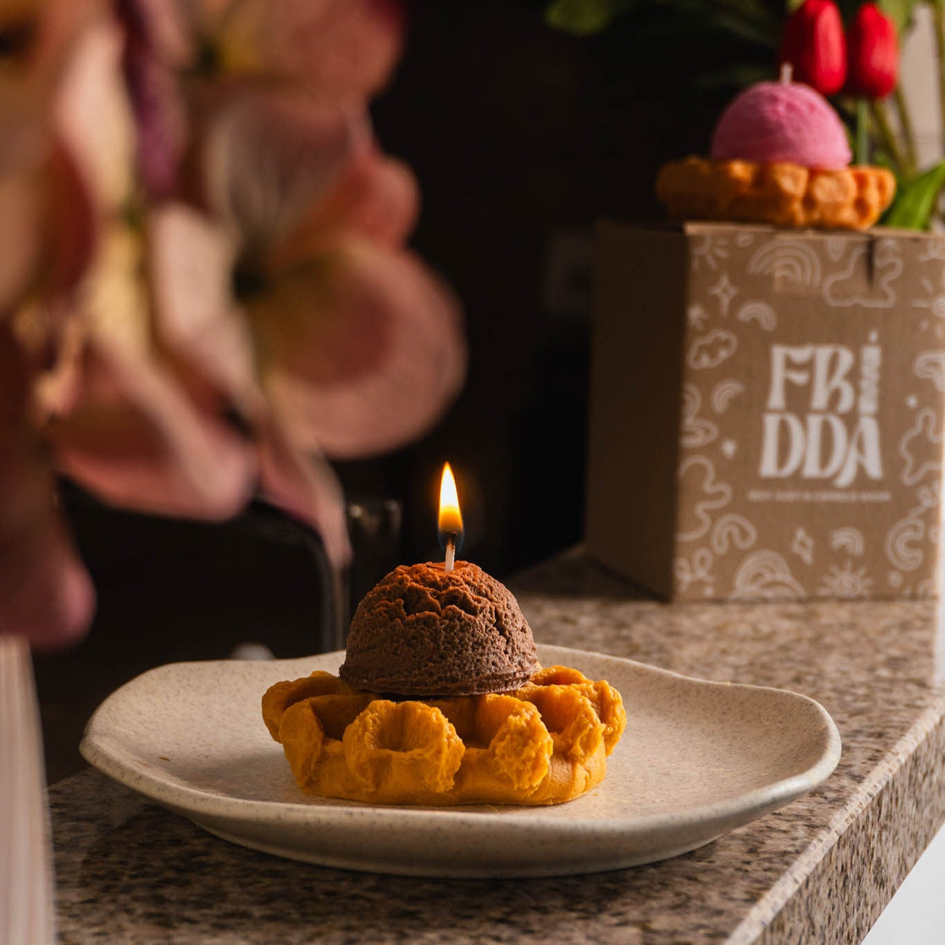 Waffle con helado