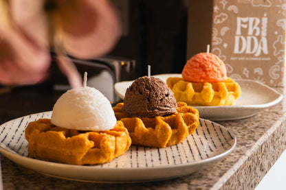Waffle con helado