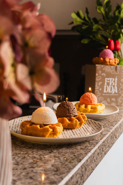 Waffle con helado