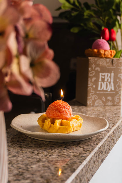 Waffle con helado