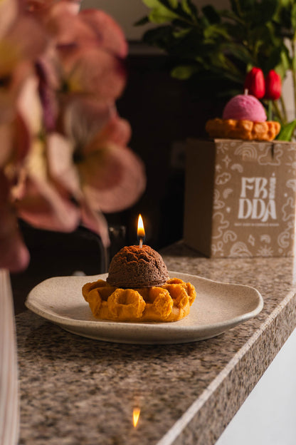 Waffle con helado